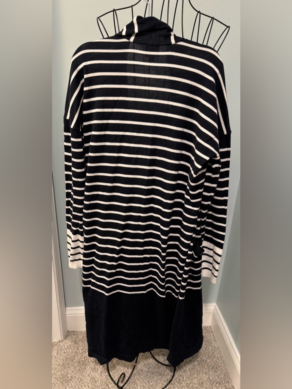 Cabi Navy & White Stripes Small S Open front duster cardigan pockets nautical - Picture 10 of 13